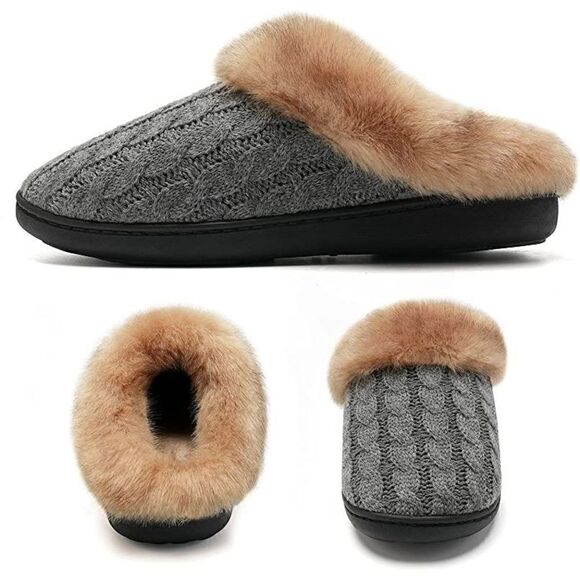 Size 7.5 Memory Foam Slippers Comfort Wool-Like Plush Fleece for Indoor & Outdoo - Picture 2 of 10